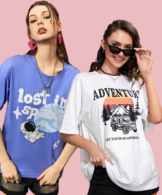 MOD YOUNG Printed Women Round Neck Multicolor T-Shirt