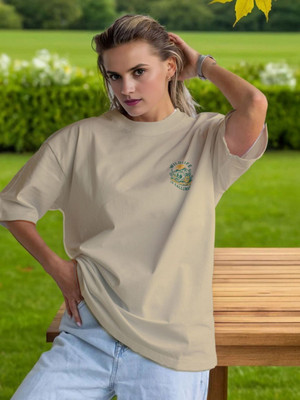 Moda Rapido Printed Women Round Neck Beige T-Shirt