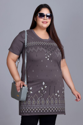 IN Love Printed Women Round Neck Grey T-Shirt