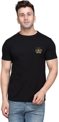 GEUM Graphic Print Men Round Neck Black T-Shirt