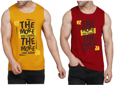 WOOSTRO Printed Men Scoop Neck Brown, Maroon T-Shirt