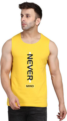 SLOWLORIS Typography Men Round Neck Yellow T-Shirt