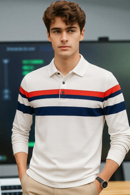 Bolderift Solid Men Polo Neck White T-Shirt