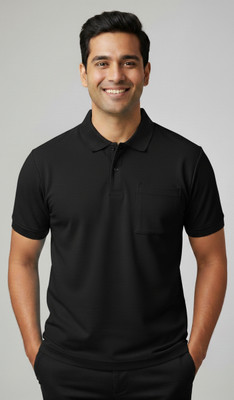 Vijaya enterprises Washed, Self Design Men Peter Pan Collar Reversible Black, Navy Blue, Red, White, Dark Blue, Grey T-Shirt