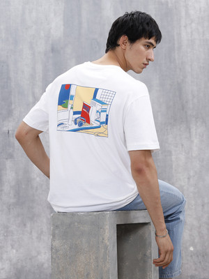 WROGN Printed Men Crew Neck White T-Shirt