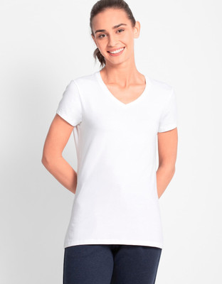 JOCKEY Solid Women Round Neck White T-Shirt