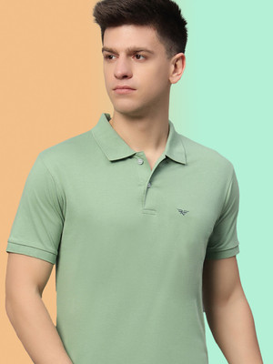 RISS CLOTHING Solid Men Polo Neck Light Green T-Shirt