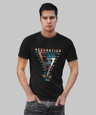 JILZ Typography Men Round Neck Black T-Shirt