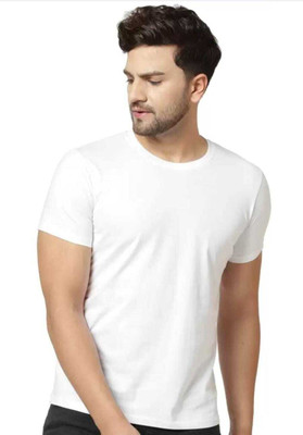 MSC Solid Men Round Neck Reversible White T-Shirt