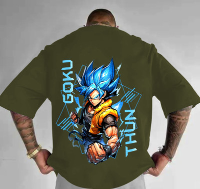 TeeTops Graphic Print Men Round Neck Green T-Shirt