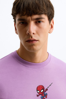Teesverse Cartoon, Superhero Men Round Neck Purple T-Shirt