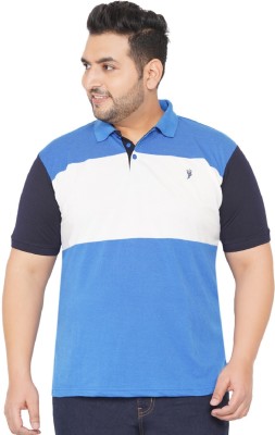 JOHN PRIDE Colorblock Men Polo Neck Blue T-Shirt