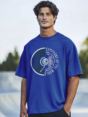 BEWAKOOF Graphic Print Men Round Neck Blue T-Shirt