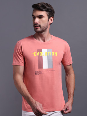 METRONAUT Printed Men Round Neck Pink T-Shirt