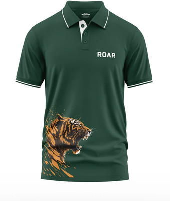 Warriorworld Typography Men Polo Neck Green T-Shirt