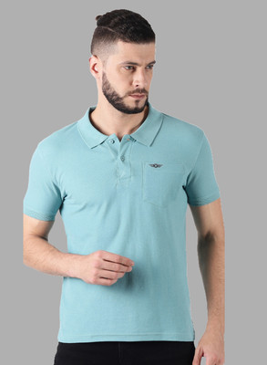 Force NXT Solid Men Polo Neck Light Blue T-Shirt
