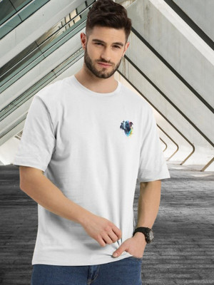 Dark Drive Printed Men Round Neck White T-Shirt