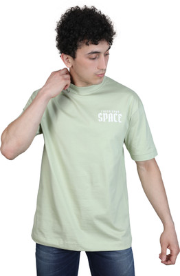 ZU CLOTHING Printed, Typography Men Round Neck Green T-Shirt