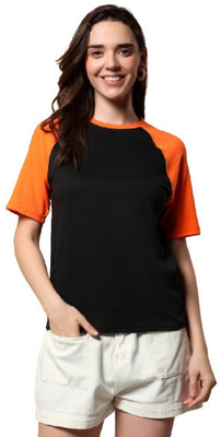 BRINNS Solid Women Round Neck Black T-Shirt