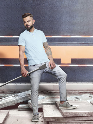WROGN Solid Men Polo Neck Light Blue T-Shirt