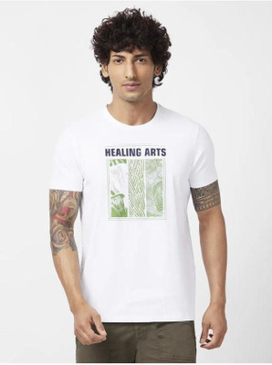 Royal Creations By Rv Printed Men Round Neck White T-Shirt