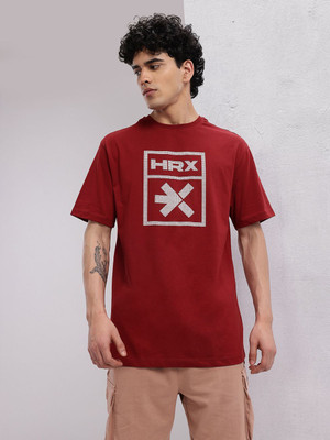 HRX by Hrithik Roshan Printed Men Round Neck Maroon T-Shirt