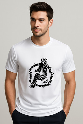 LAVENIR Printed Men Round Neck White T-Shirt