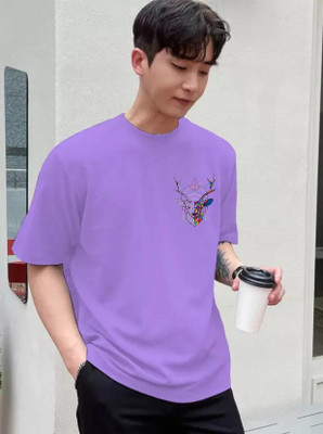 xpecto style Printed Men Crew Neck Purple T-Shirt