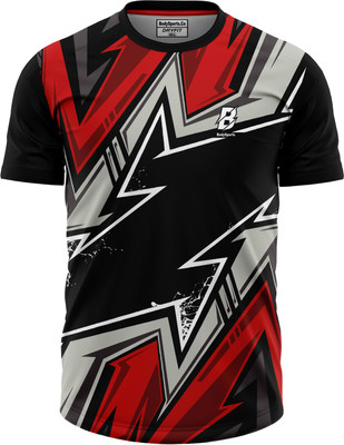 Bodysports.co Geometric Print Men Round Neck Multicolor T-Shirt