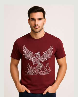 VORTILO Graphic Print Men Round Neck Maroon T-Shirt