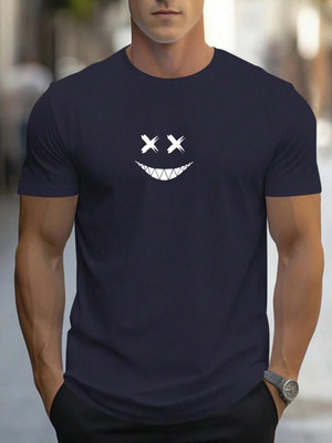 Vmens99 Printed Men Round Neck Dark Blue T-Shirt