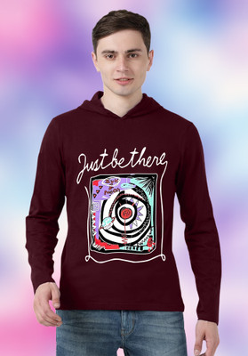FastColors Printed Men Hooded Neck Maroon T-Shirt