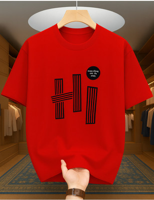 Madilyn Graphic Print Men Round Neck Red T-Shirt