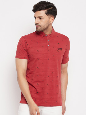 DUKE Printed Men Mandarin Collar Red T-Shirt