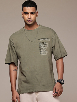 Roadster Printed Men Round Neck Green T-Shirt