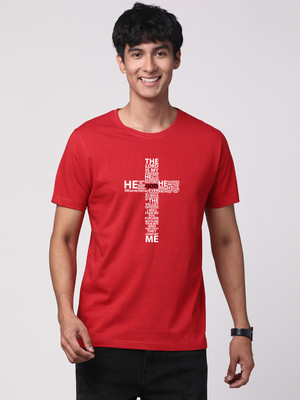ADRO Graphic Print, Typography Men Round Neck Red T-Shirt