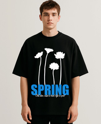 Teestranzify Graphic Print, Typography Men Round Neck Reversible Black T-Shirt