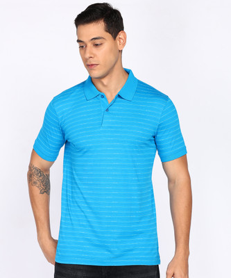 PARK AVENUE Striped Men Polo Neck Blue T-Shirt