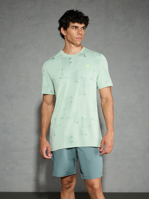 TECHNOSPORT Self Design Men Round Neck Reversible Light Green T-Shirt