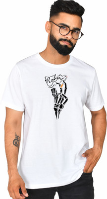 Burundi Blu Printed Men Round Neck White T-Shirt