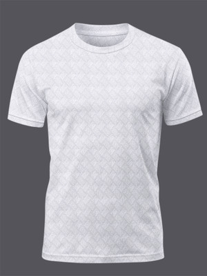 Ananta Self Design Men Round Neck White T-Shirt