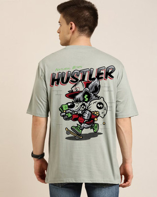 Clickwell Trend Printed Men Round Neck Grey T-Shirt