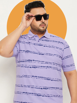 RENUOVO Printed Men Polo Neck Purple T-Shirt