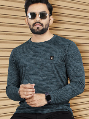 VeBNoR Abstract Men Round Neck Dark Blue T-Shirt
