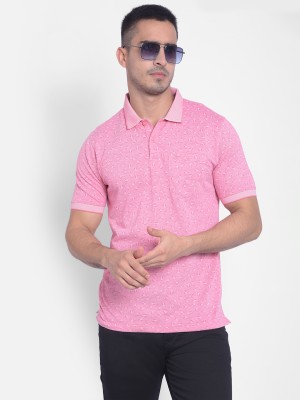 CRIMSOUNE CLUB Printed Men Polo Neck Pink T-Shirt