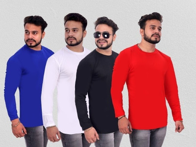 SM SHAYAM CREATION Solid Men Round Neck Multicolor T-Shirt