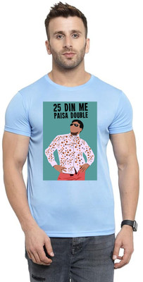 LV CARE Printed Men Round Neck Blue T-Shirt