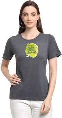 SZN Graphic Print Women Round Neck Grey T-Shirt