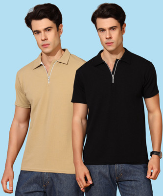 METRONAUT Solid Men Polo Neck Multicolor T-Shirt