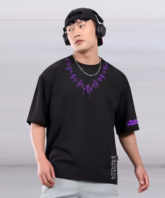 Howdy Graphic Print Men Round Neck Black T-Shirt